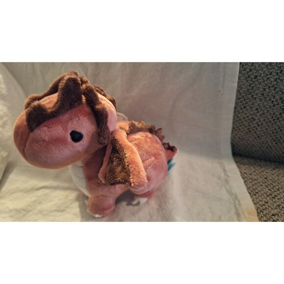 Bellzi Draggi Red Dragon Plush Toy 6” Kawaii Stuffed Animal in Mauve White Brown - Picture 6 of 10